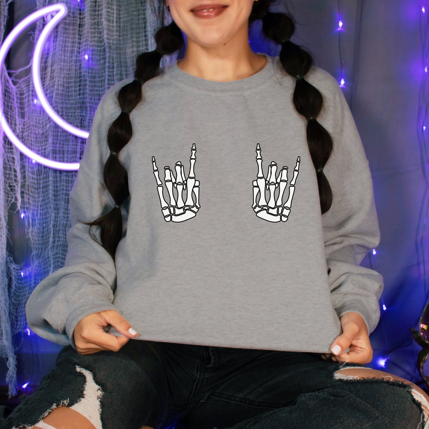 Skeleton Hands Crew Neck